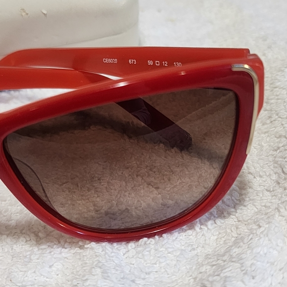 Chloe Authentic Small CE632s 103 Italy 59-12-130 Sunglasses Red Orange Preowned - Picture 11 of 16